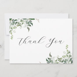 Zwart wit groen botanische Waterverf bruiloft Bedankkaart