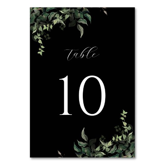 Zwart wit groen botanische Waterverf bruiloft Kaart (Voorkant)