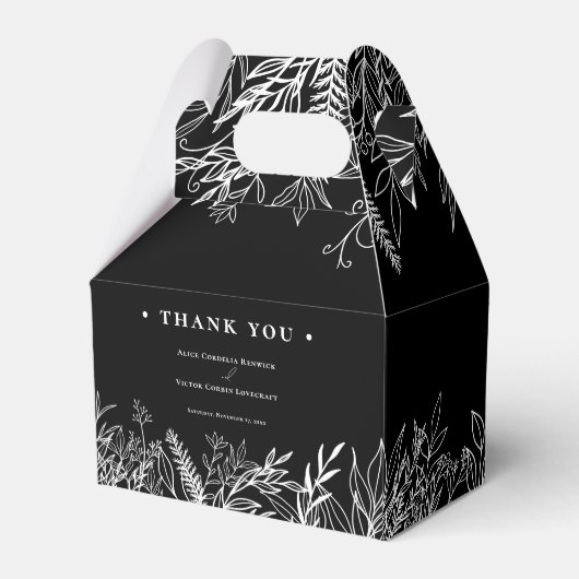 Zwart-wit groen bruiloft bedankdoosjes (Achterkant)