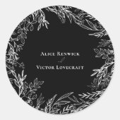 Zwart-wit groen bruiloft envelop afdichtingen ronde sticker (Voorkant)