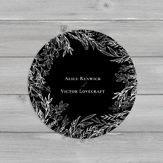 Zwart-wit groen bruiloft envelop afdichtingen ronde sticker