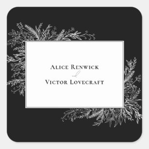 Zwart-wit groen bruiloft envelop Stickers