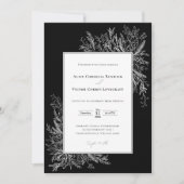 Zwart-wit groen bruiloft foto kaart (Voorkant)