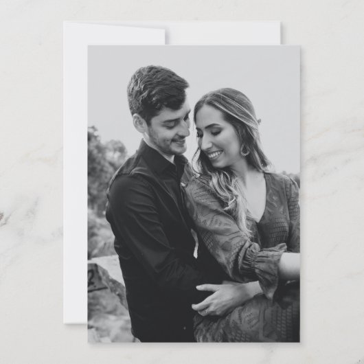 Zwart-wit groen bruiloft foto kaart (Achterkant)