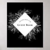 Zwart-wit groen Bruiloft Gast Boek teken Poster (Voorkant)