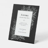 Zwart-wit groen bruiloft gunsten reclamebord met voetstuk (Voorkant)