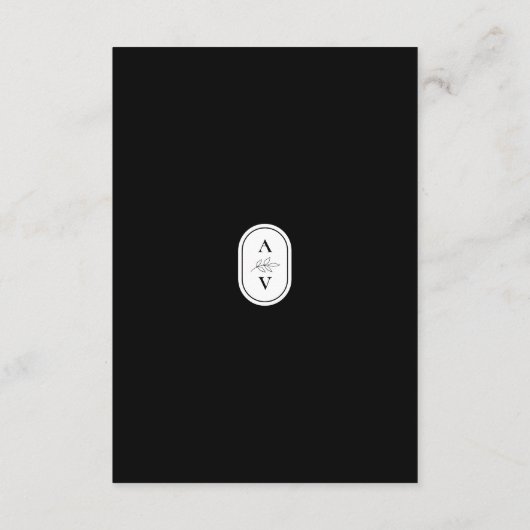 Zwart-wit groen bruiloft Monogram Details Informatiekaartje (Achterkant)