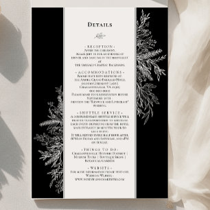 Zwart-wit groen bruiloft Monogram Details Informatiekaartje