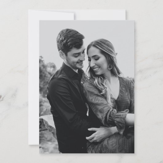 Zwart-wit groen Bruiloft Monogram Foto Kaart (Achterkant)