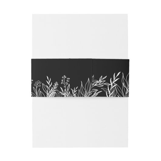 Zwart-wit groen Bruiloft Monogram Uitnodigingen Wikkel (Achterkant Voorbeeld)