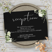 Zwart-wit groen bruiloft receptie informatiekaartje