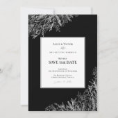 Zwart-wit groen bruiloft save the date (Voorkant)