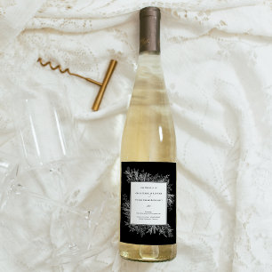 Zwart-wit groen bruiloft wijn etiket