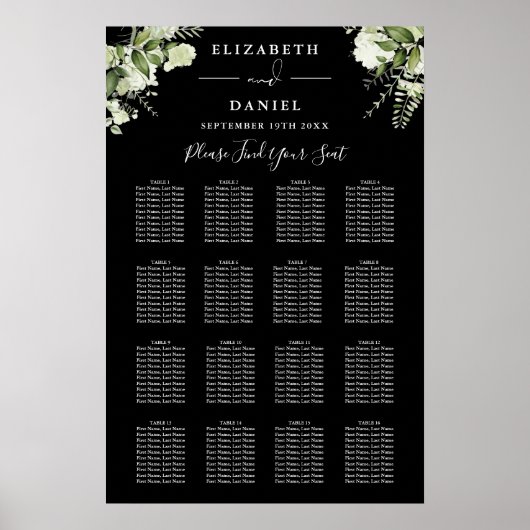 Zwart-wit groen bruiloft zitgrafiek poster (Voorkant)