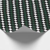 Zwart Wit Groen Checkerboard Geruit Cadeaupapier (Hoek)