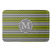 Zwart wit groen Chevron Zigzag Monogram Badmat (Voorkant)