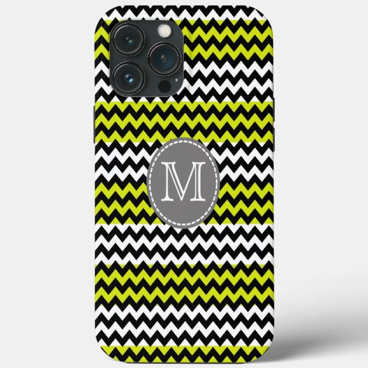 Zwart wit groen Chevron Zigzag Monogram Case-Mate iPhone Case (Achterkant)