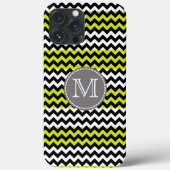 Zwart wit groen Chevron Zigzag Monogram Case-Mate iPhone Case (Achterkant)