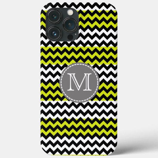 Zwart wit groen Chevron Zigzag Monogram Case-Mate iPhone Case (Achterkant)