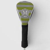 Zwart wit groen Chevron Zigzag Monogram Golfheadcover (Voorkant)