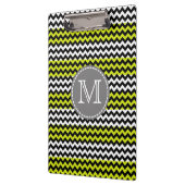 Zwart wit groen Chevron Zigzag Monogram Klembord (Links)