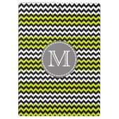 Zwart wit groen Chevron Zigzag Monogram Klembord (Achterkant)