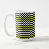 Zwart wit groen Chevron Zigzag Monogram Koffiemok (Links)