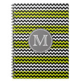 Zwart wit groen Chevron Zigzag Monogram Notitieboek (Voorkant)