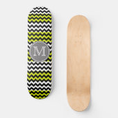 Zwart wit groen Chevron Zigzag Monogram Persoonlijk Skateboard (Voorkant)