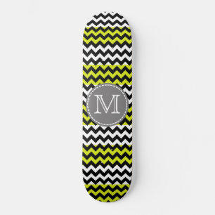 Zwart wit groen Chevron Zigzag Monogram Persoonlijk Skateboard