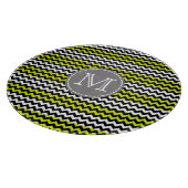 Zwart wit groen Chevron Zigzag Monogram Snijplank (Hoek)
