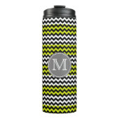 Zwart wit groen Chevron Zigzag Monogram Thermosbeker (Voorkant)