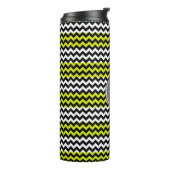 Zwart wit groen Chevron Zigzag Monogram Thermosbeker (Gedraaid links)
