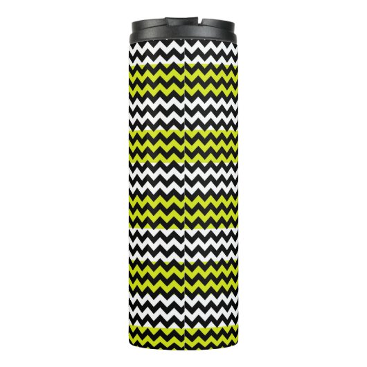 Zwart wit groen Chevron Zigzag Monogram Thermosbeker (Achterkant)