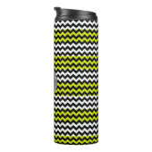 Zwart wit groen Chevron Zigzag Monogram Thermosbeker (Geroteerd rechts)