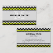 Zwart wit groen Chevron Zigzag Monogram Visitekaartje (Voorkant / Achterkant)