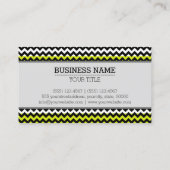 Zwart wit groen Chevron Zigzag Monogram Visitekaartje (Achterkant)