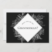 Zwart-wit groen Groomsman Voorstel Kaart (Voorkant)