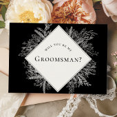 Zwart-wit groen Groomsman Voorstel Kaart