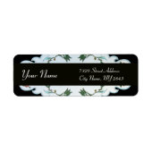 ZWART WIT GROEN ORIËNTAALSE TULPEN DAMAST ETIKET (Voorkant)