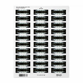 ZWART WIT GROEN ORIËNTAALSE TULPEN DAMAST ETIKET (Full Sheet)