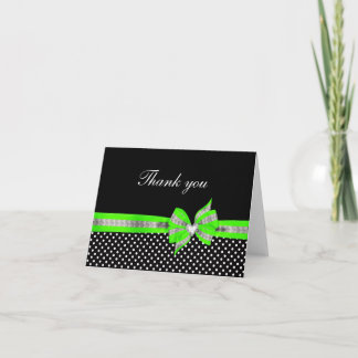 Zwart Wit Groen Polka Dot Dankjewel Kaart