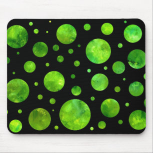 Zwart-wit Groen Polka Dot Mousepad Muismat