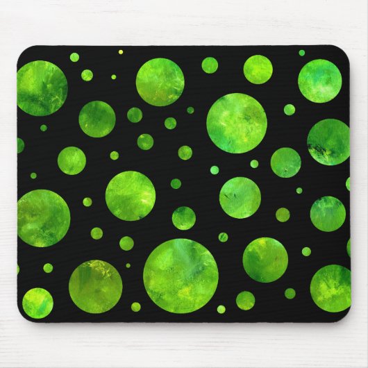 Zwart-wit Groen Polka Dot Mousepad Muismat (Voorkant)