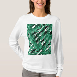 Zwart-wit, groen, tropisch afdrukken t-shirt