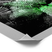 Zwart Wit Groen Tropische Printable Kunst Poster (Hoek)