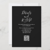 Zwart-Wit Groene Bloemen QR Code Huwelijk Kaart (Achterkant)