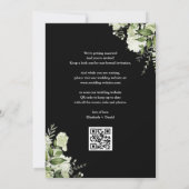 Zwart-Wit Groene Bloemrijke QR Code Trouwkaart Save The Date (Achterkant)