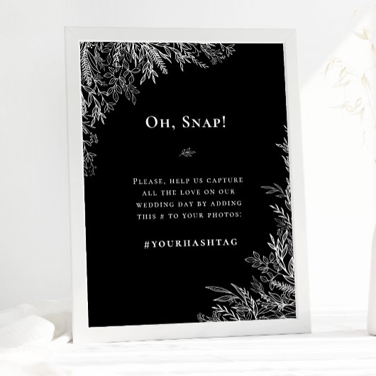 Zwart-Wit Groene Huwelijk Hashtag Poster