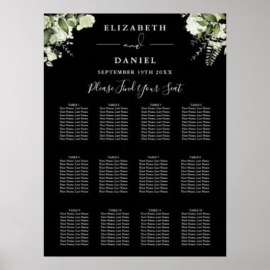 Zwart-Wit Groene Huwelijkszitplaats Grafiek Poster (Voorkant)